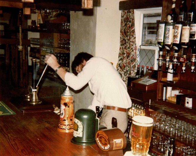 Mum photos october 1981 Willy Hobson first landlord pulling first pint 27th Oct 1981